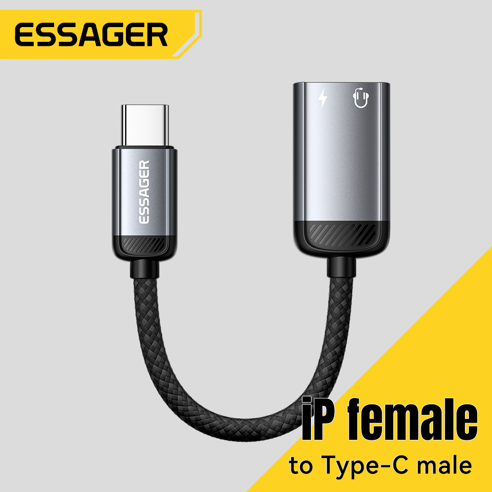 Wired Earphone Lightning - Essager Type Cオーディオアダプターケーブル ヘッドホン Type-Cメス -