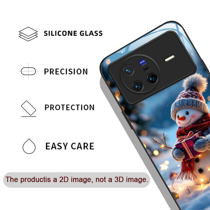キュートな冬のクリスマス雪だるま柄強化ガラス製スマホケース  - Oppo Reno 12 のレビューと価格