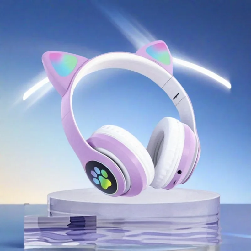 新型フラッシュライト付きキュートな猫耳ワイヤレスヘッドホン、 - Wired Earphone Lightning のレビューと価格